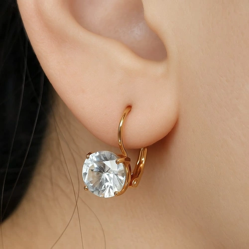 گوشواره نگین‌دار طلایی زنانه