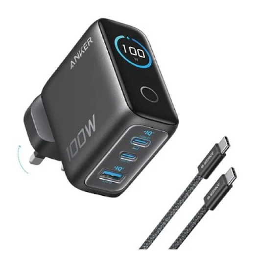 شارژر-دیواری-انکر-100-وات-مدل-Anker-B121B-kalka شارژر دیواری انکر 100 وات مدل Anker B121B(سه پین) - Image 1